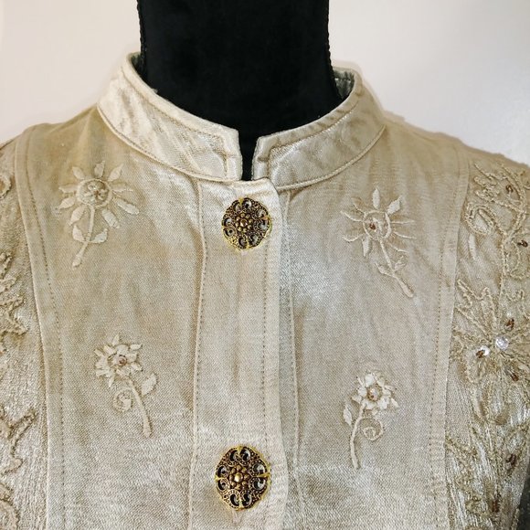 Flashback vintage cream gold jacket size M - Picture 2 of 10